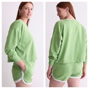J. Crew University Terry Apple Green Cropped Crewneck Sweatshirt Size 3X